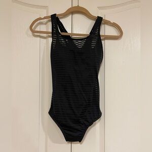 Catalina black striped one piece bathing suit​​​​​​